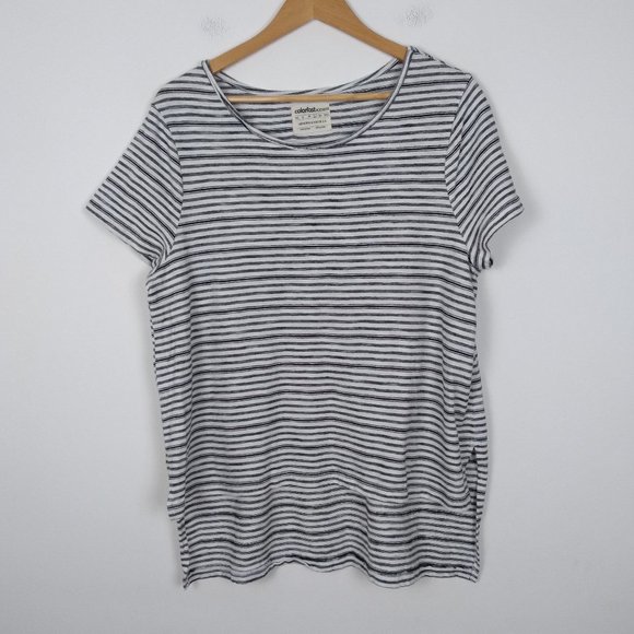 colorfast apparel Tops Colorfast Apparel Stripped Scooped Tee Poshmark